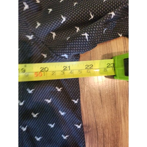 Au Noir Dress Shirt Black Long Sleeves Size 4 Bird Pattern - Picture 8 of 10